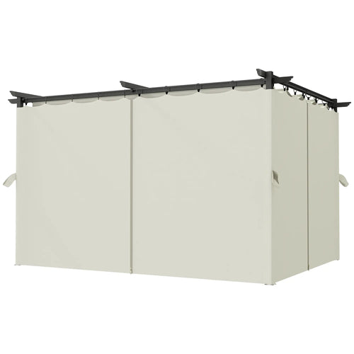10' x 13' Pergola With Retractable Canopy, Curtains, UPF30+ Sun Shade