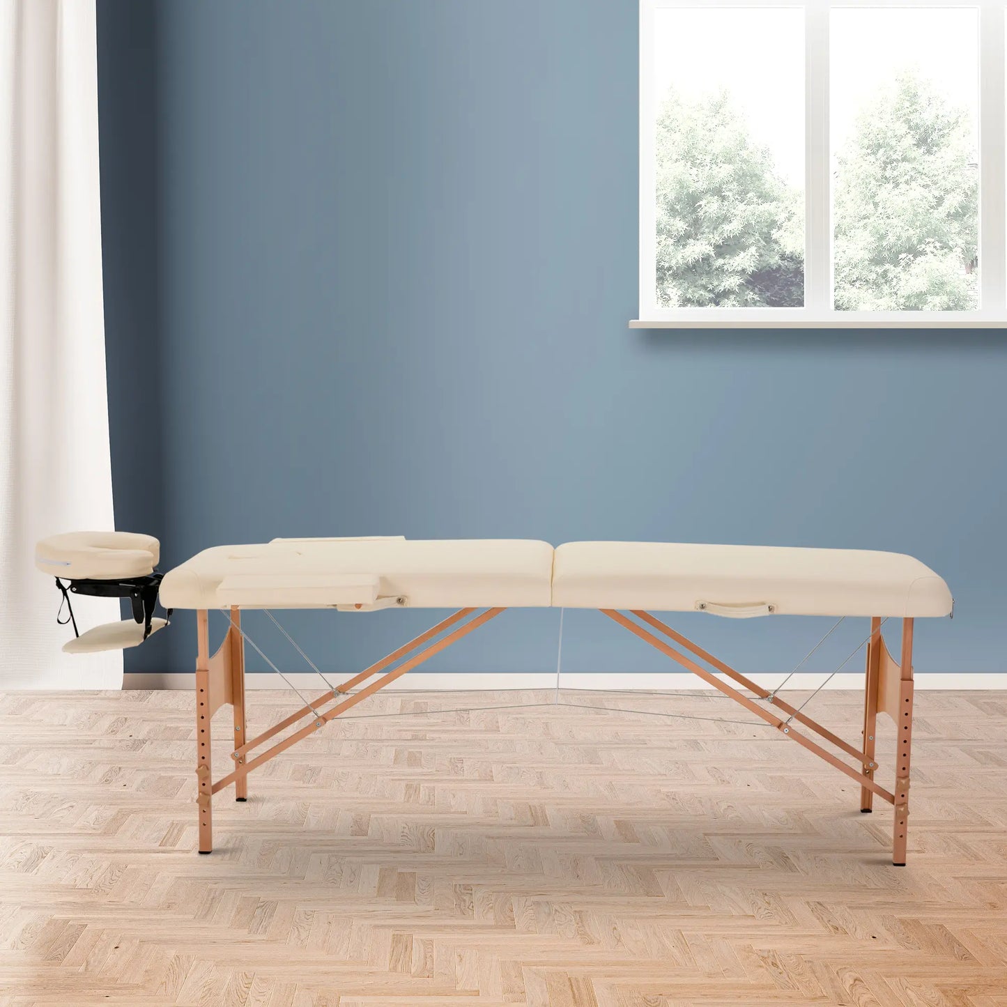 Height Adjustable Salon Spa Facial Couch, Folding Massage Table, Beige Portable Massage Tables at Gallery Canada