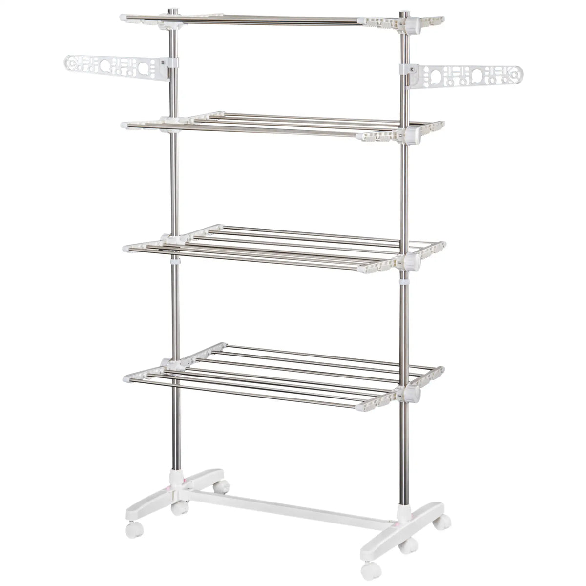 Stainless Steel Folding Clothes Drying Rack, Side Wings, Castors, Indoor Outdoor, White Bath Accessories at Gallery Canada