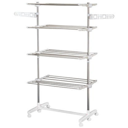 Stainless Steel Folding Clothes Drying Rack, Side Wings, Castors, Indoor Outdoor, White Bath Accessories at Gallery Canada