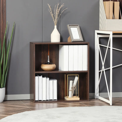 Small Wood Bookshelf, 2 Tier Storage Rack, Walnut Small Bookshelves at Gallery Canada