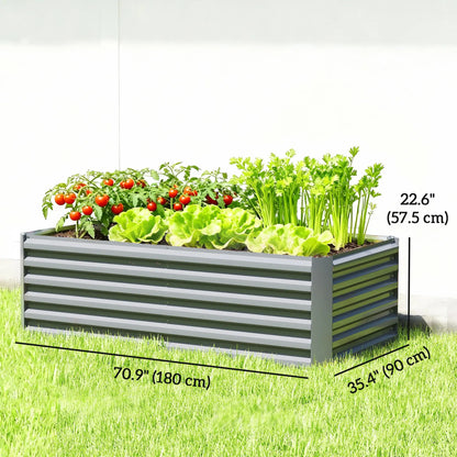 6' x 3' x 2' Raised Garden Bed, Galvanized Planter Box, Light Grey