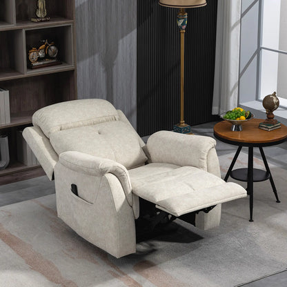 Manual Recliner Chair, Vibration Massage, Living Room, Side Pockets, Beige Single Sofas at Gallery Canada