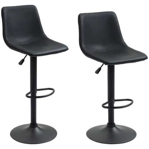 Adjustable Counter Height Bar Stools, Set of 2, 360° Swivel, Vintage Leather, Retro Grey, Grey