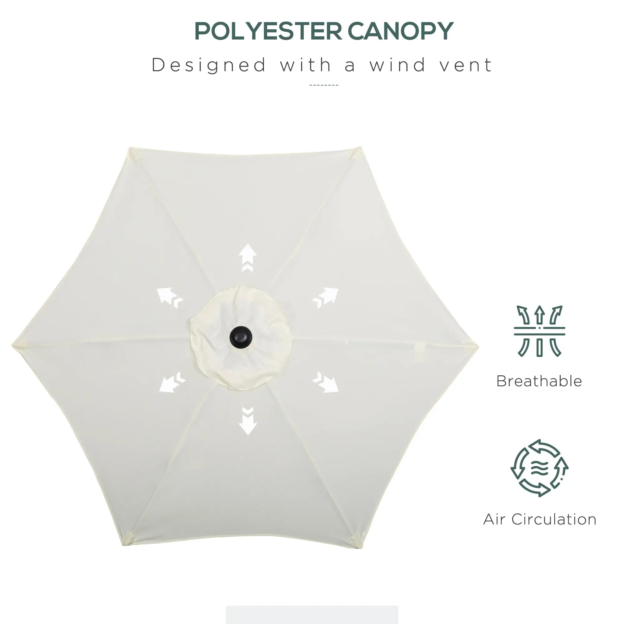 6.6FT Patio Umbrella, 6 Ribs, Cream White Sun Umbrellas at Gallery Canada