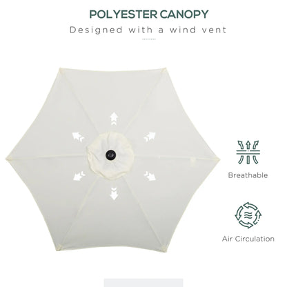 6.6FT Patio Umbrella, 6 Ribs, Cream White Sun Umbrellas at Gallery Canada