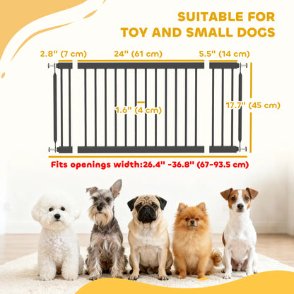 26"-37" Dog Gate, 18" Tall, 2 Extension, Pressure Mount, Black Pet Gates at Gallery Canada