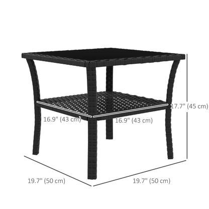 20" Patio Wicker Coffee Table, Outdoor PE Rattan Side Table, Black Patio Side Tables at Gallery Canada