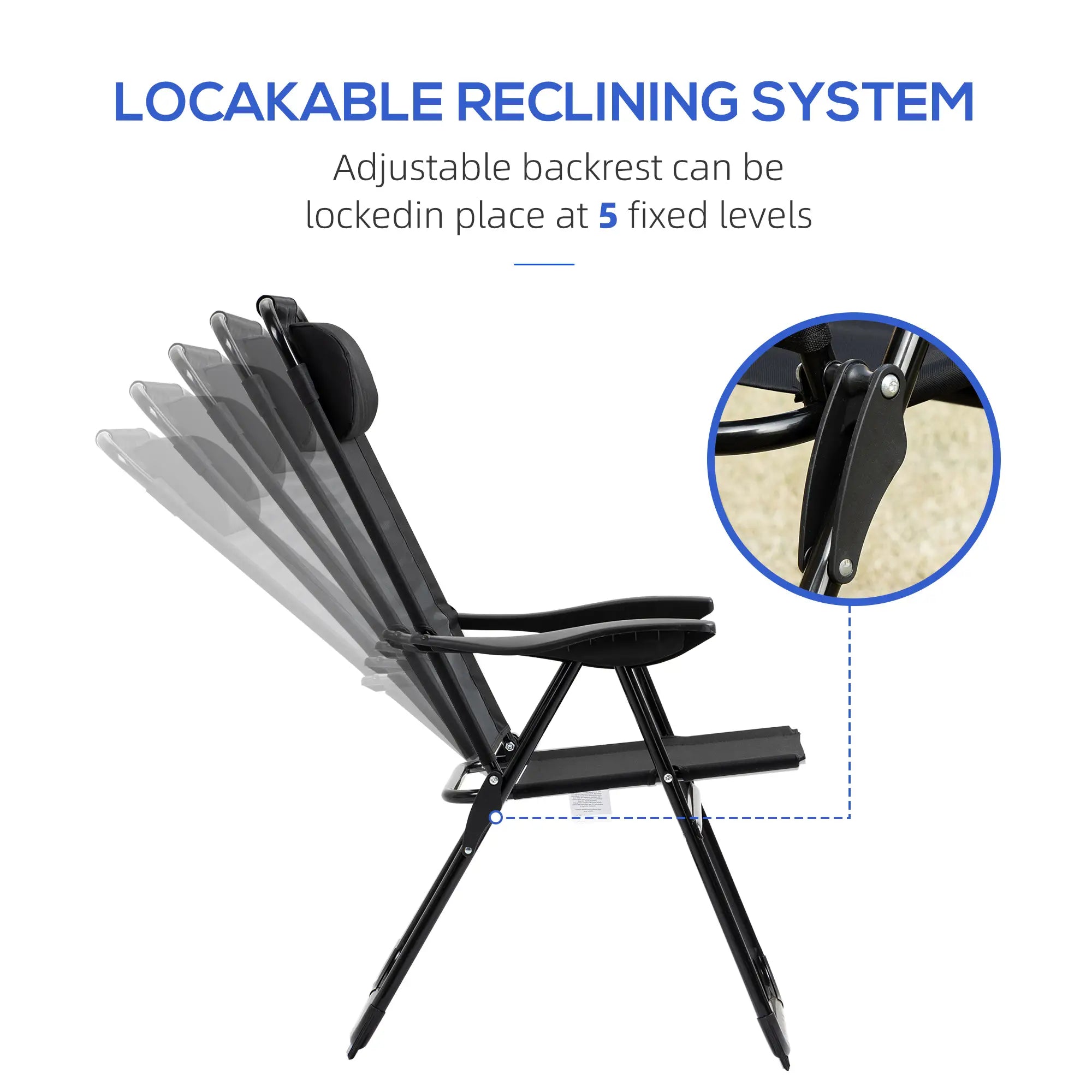 Double Camping Chairs, Foldable, Reclining, Headrest, Black Patio Chairs at Gallery Canada