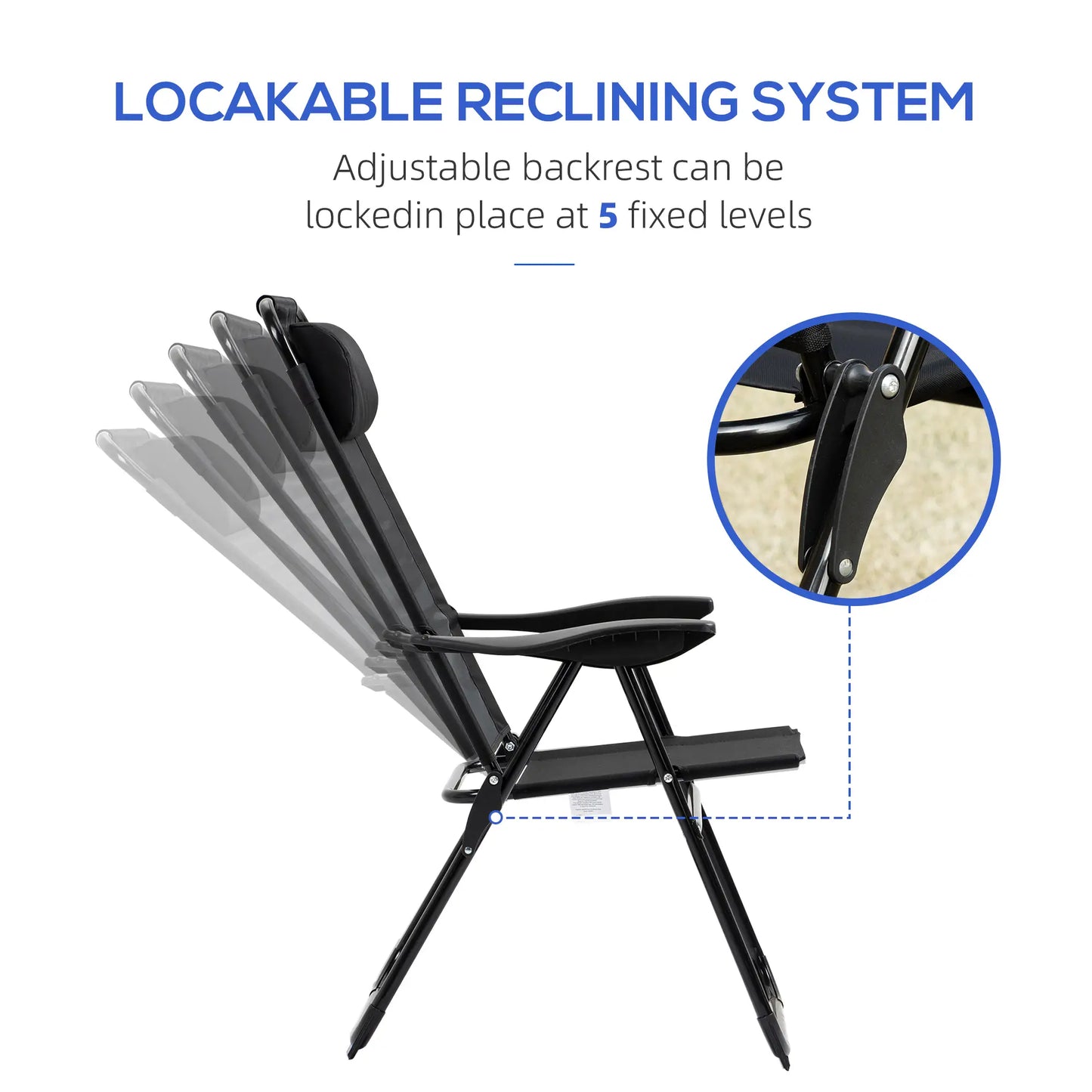 Double Camping Chairs, Foldable, Reclining, Headrest, Black Patio Chairs at Gallery Canada