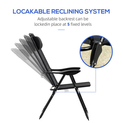 Double Camping Chairs, Foldable, Reclining, Headrest, Black Patio Chairs at Gallery Canada