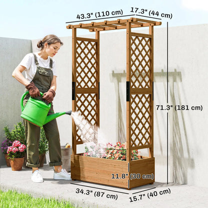 Wooden Raised Garden Bed with Trellis and Hanging Roof, Orange Wooden Planter Boxes at Gallery Canada