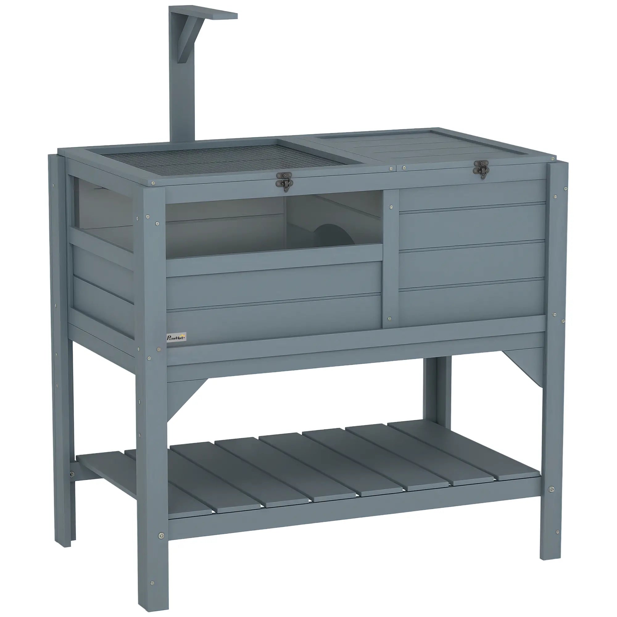 Wooden Tortoise House with Shelf, Light Frame, Tray, 33