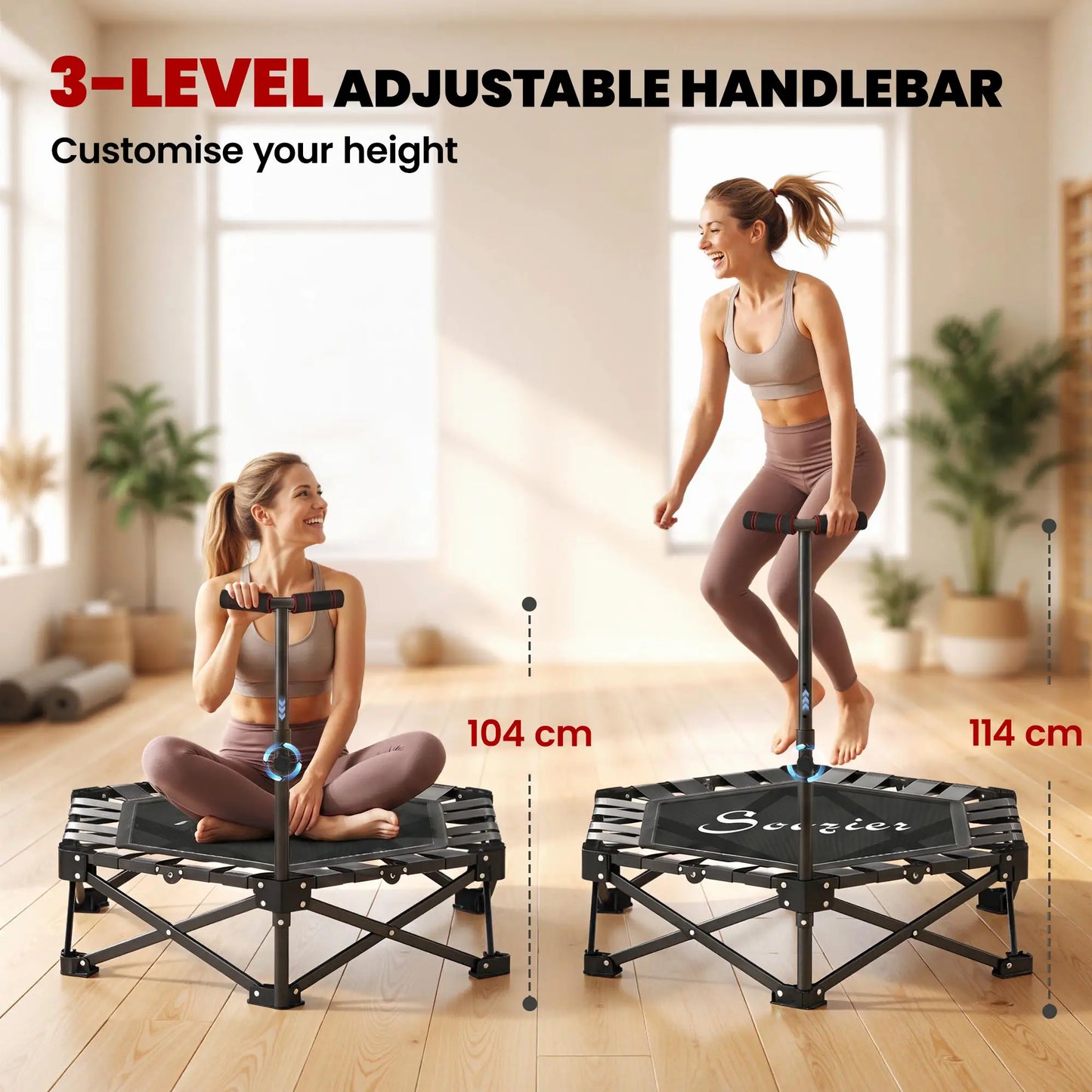 42" Foldable Mini Trampoline with Adjustable Foam Handle Trampolines at Gallery Canada