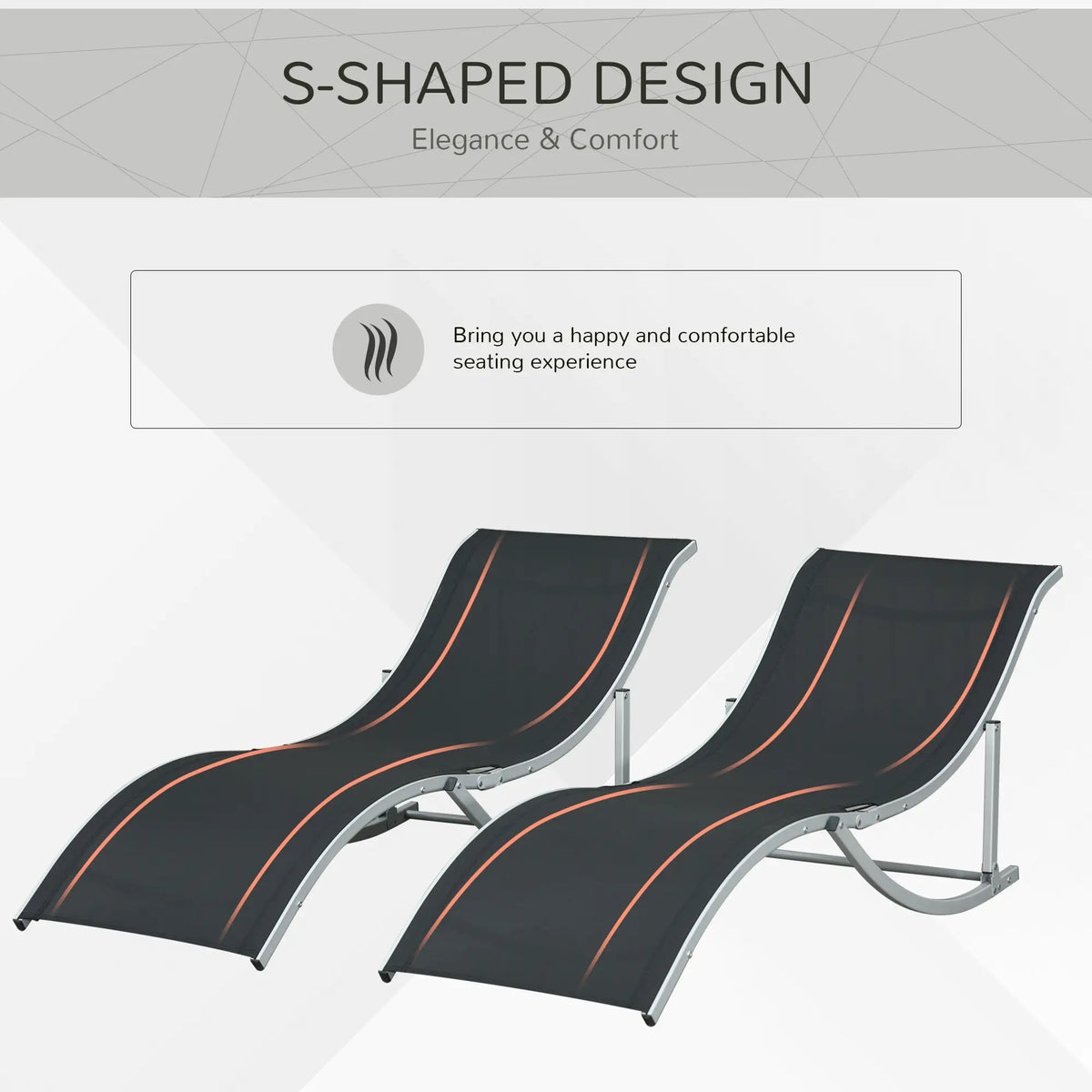 Foldable Pool Chaise Lounge Chairs Set of 2, 264lbs Capacity, Black Lounger Chairs at Gallery Canada