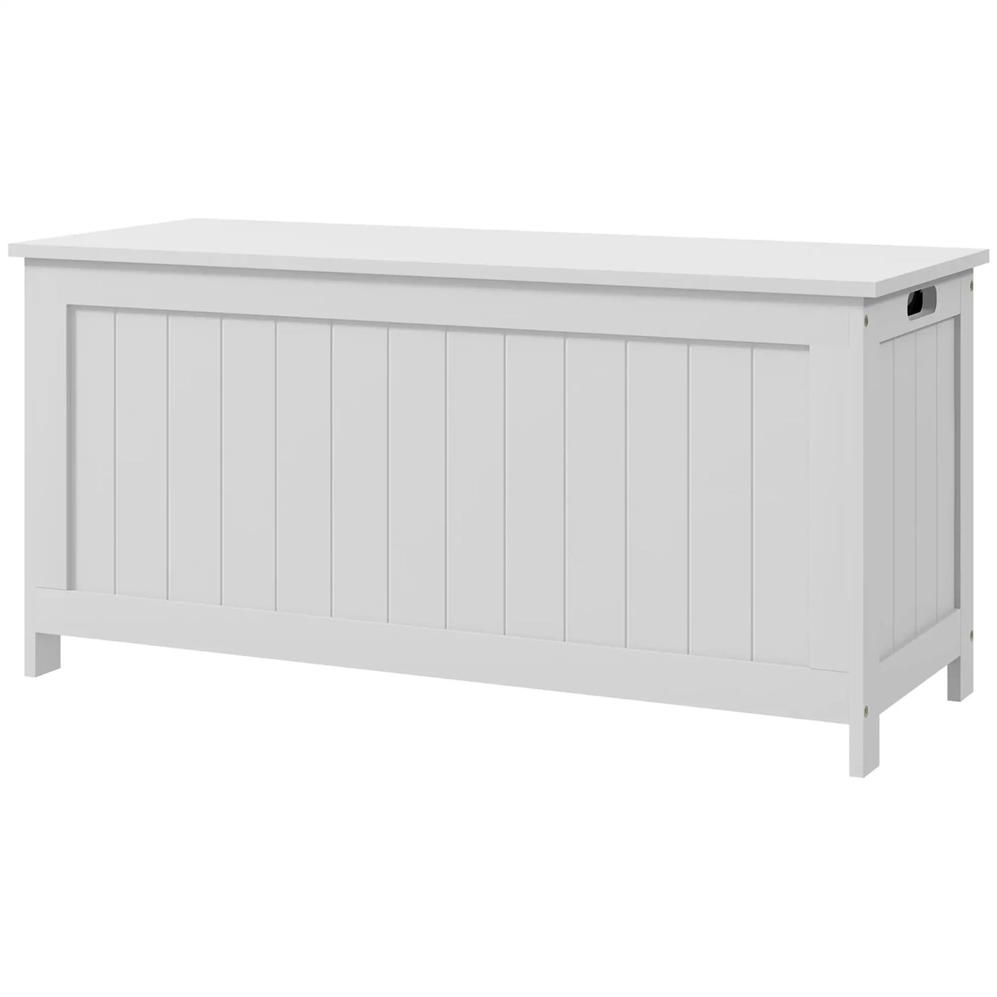 White Storage Trunk with Safety Hinges, Entryway Bench, Side Handles, White Storage Ottomans & Benches White at Gallery Canada