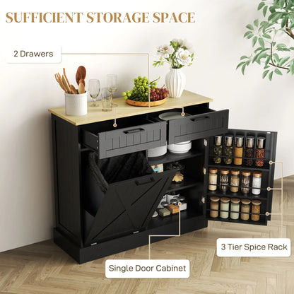 10 Gallon Hidden Garbage Bin Cabinet, Tilt Out Trash, 2 Drawers, Black Bar Cabinets at Gallery Canada
