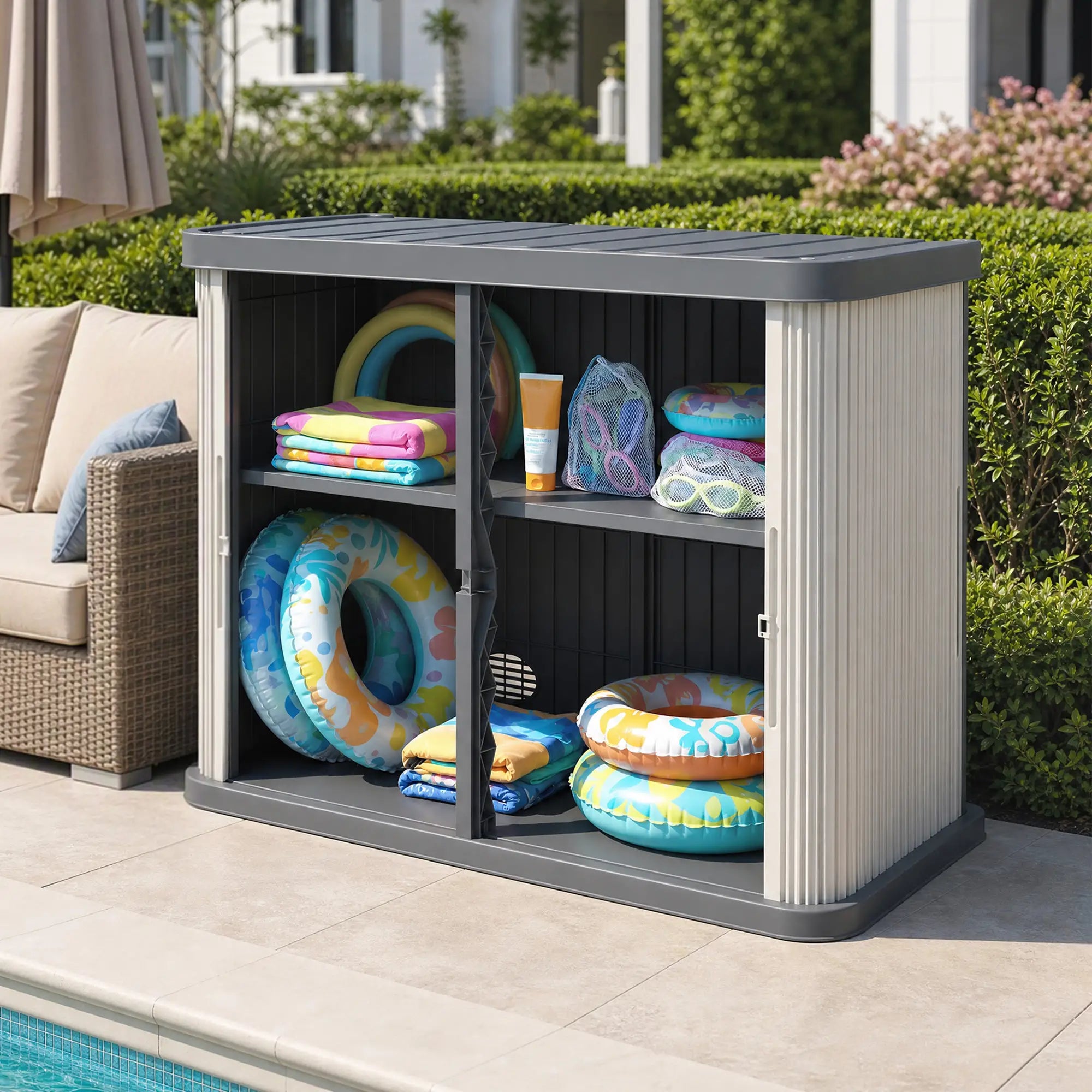 127 Gallon Outdoor Storage Cabinet, Grey Sheds at Gallery Canada