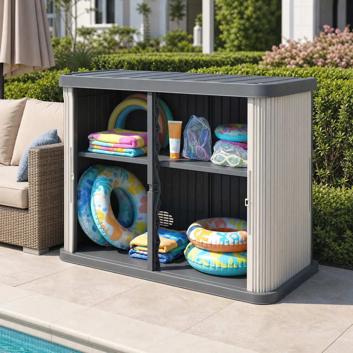 127 Gallon Outdoor Storage Cabinet, Grey Sheds at Gallery Canada