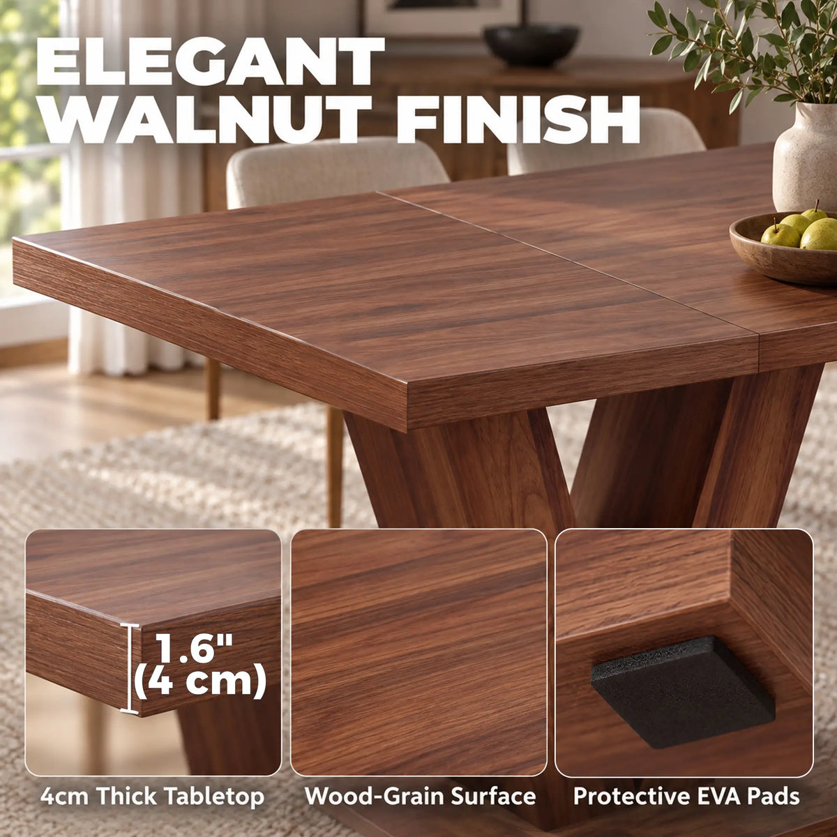 Modern Kitchen Dining Table For 4 People, Walnut Dining Tables at Gallery Canada