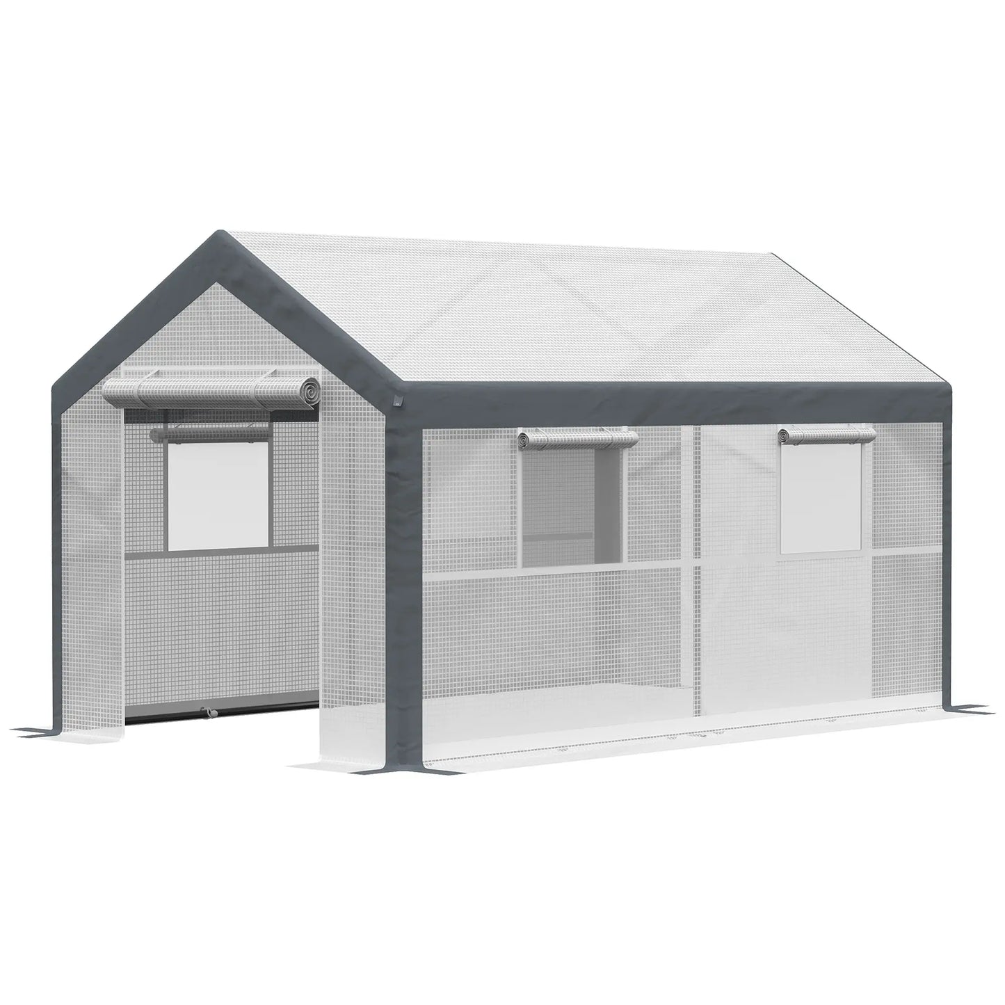 7' x 12' x 7' Heavy Duty Walk-In Greenhouse, Plant Growing Tent, White Tunnel Greenhouses White, Grey at Gallery Canada