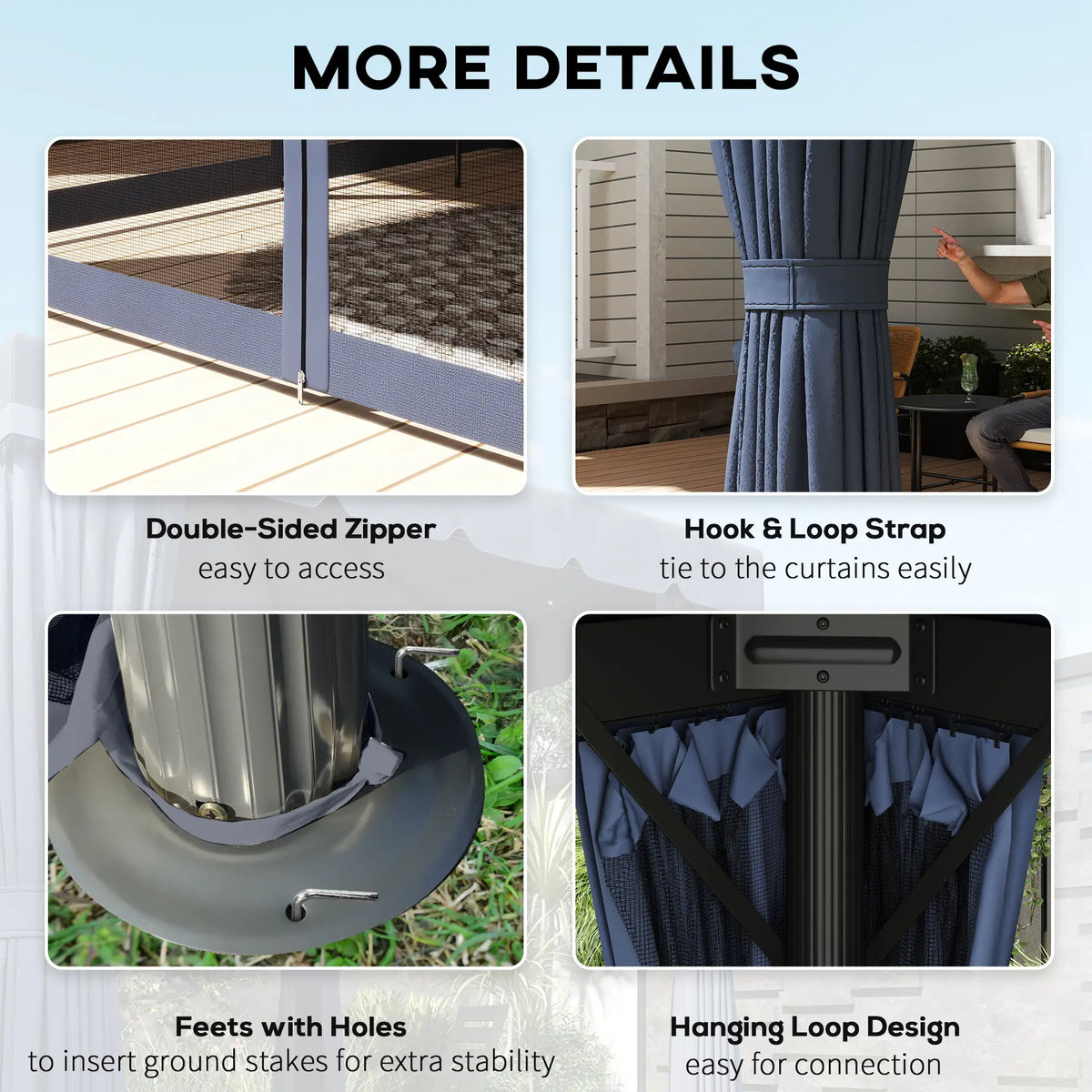 10' X 10' Outdoor Patio Gazebo, Dark Blue Gazebos at Gallery Canada