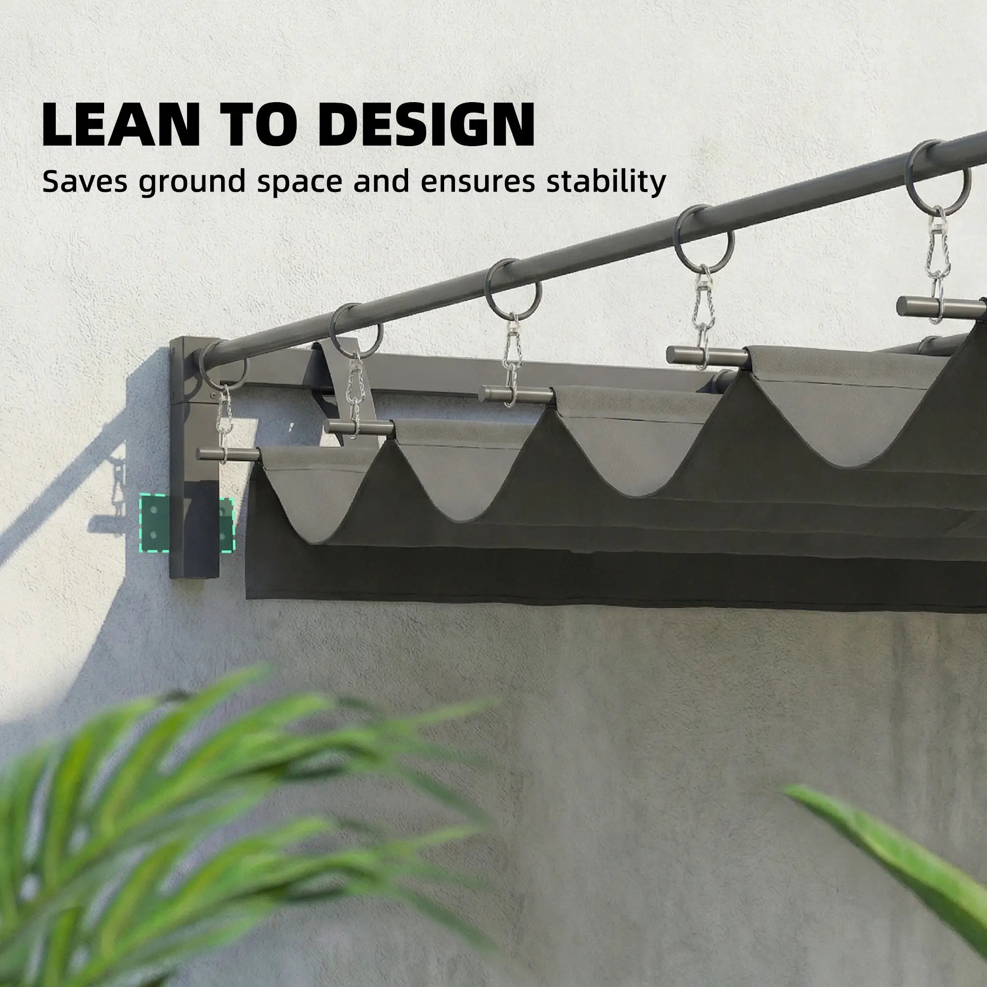 10' x 10' Retractable Pergola Canopy, Wall Mounted, Dark Grey Pergolas at Gallery Canada