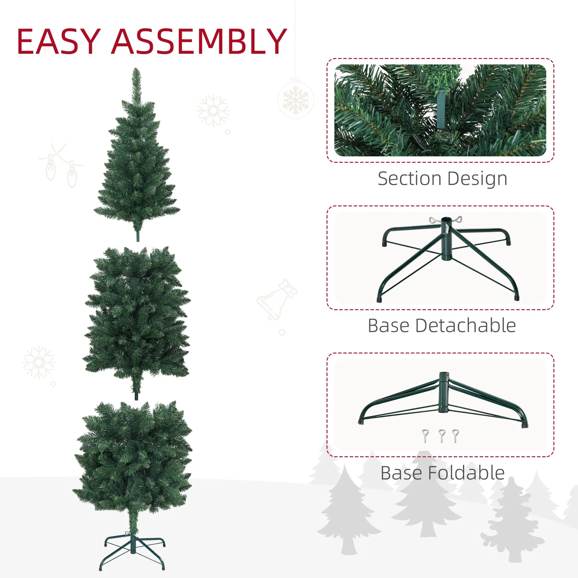 7ft Pencil Artificial Christmas Tree, 687 Branch Tips, Steel Base, Green Pencil Christmas Trees at Gallery Canada