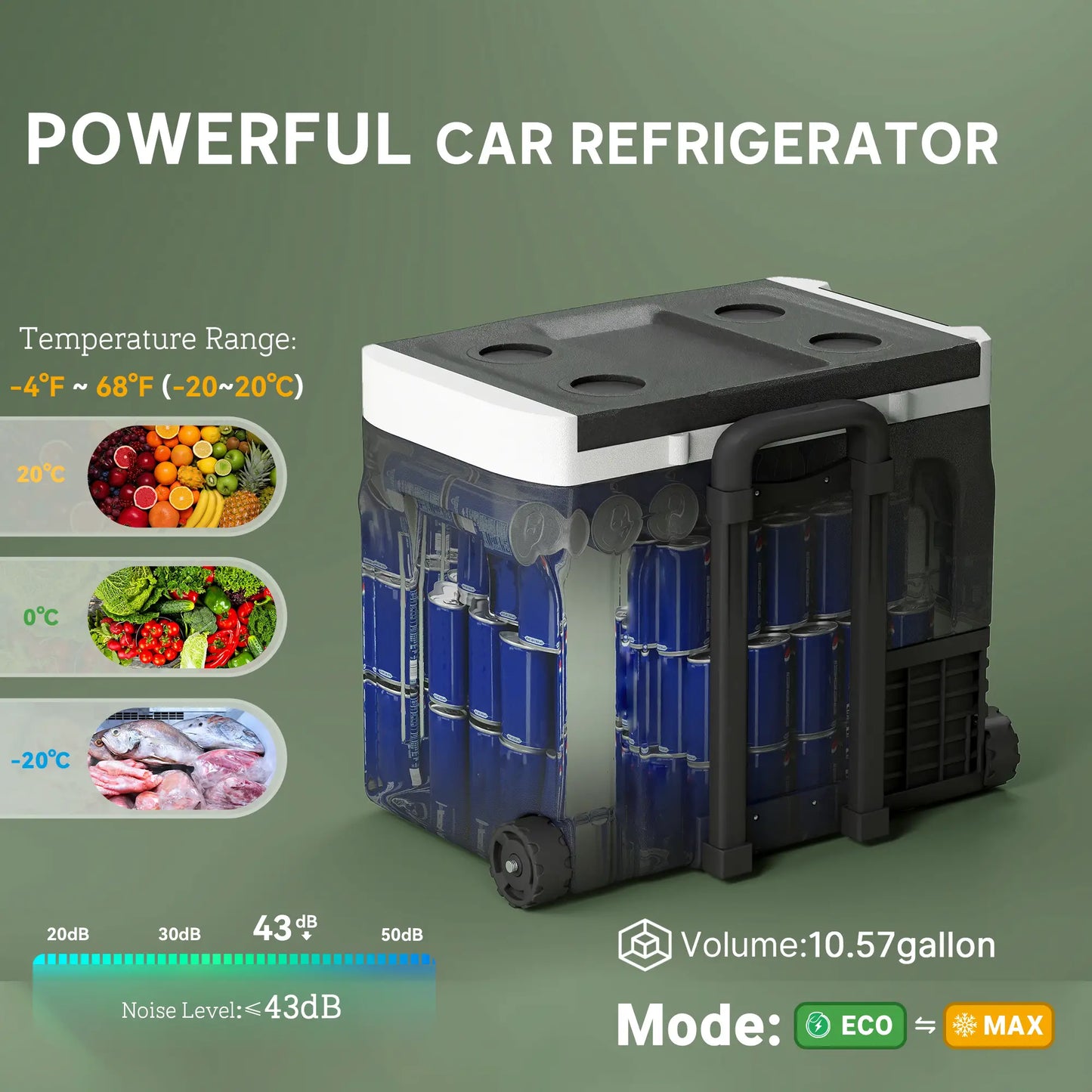 12V Car Fridge, 42 Quart (40L) Portable Cooler, 12V/24V DC, 100-240V AC Car Coolers at Gallery Canada