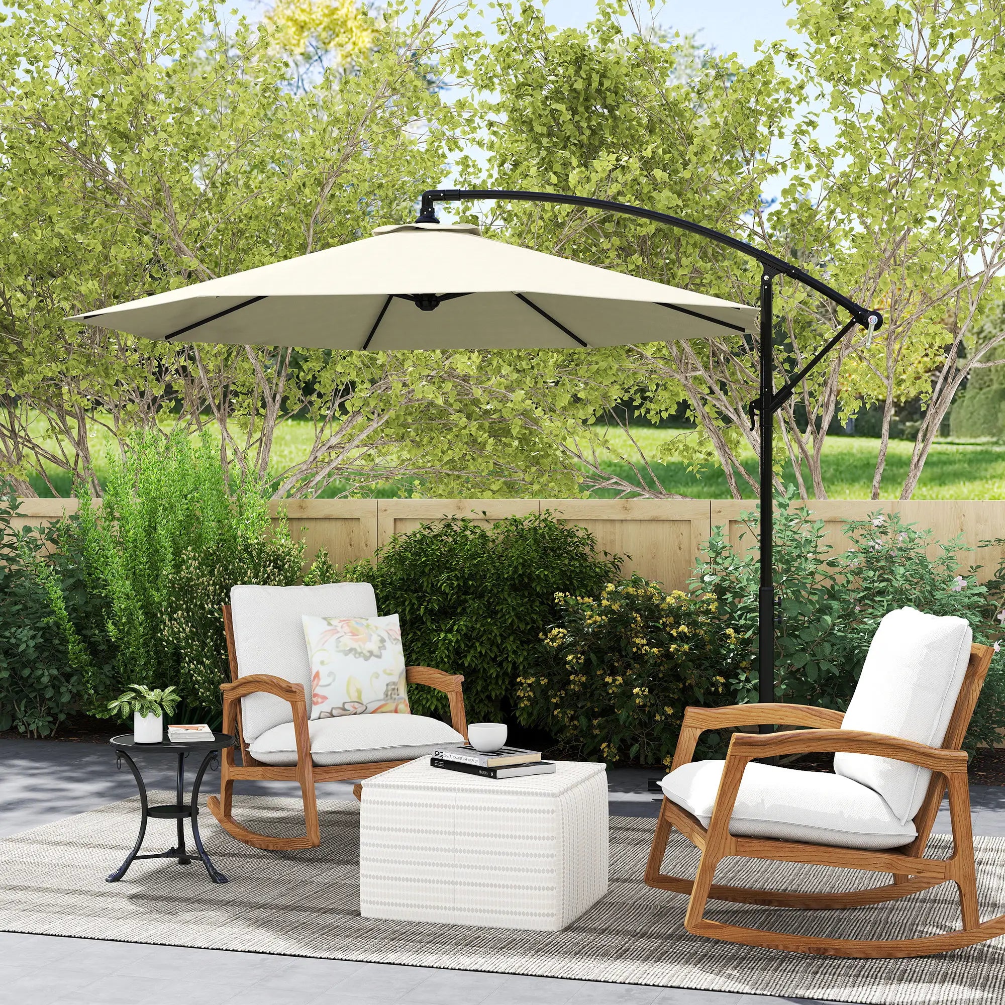 Deluxe Cantilever Umbrella, 10' Outdoor Market Parasol, Beige Cantilever Umbrellas at Gallery Canada