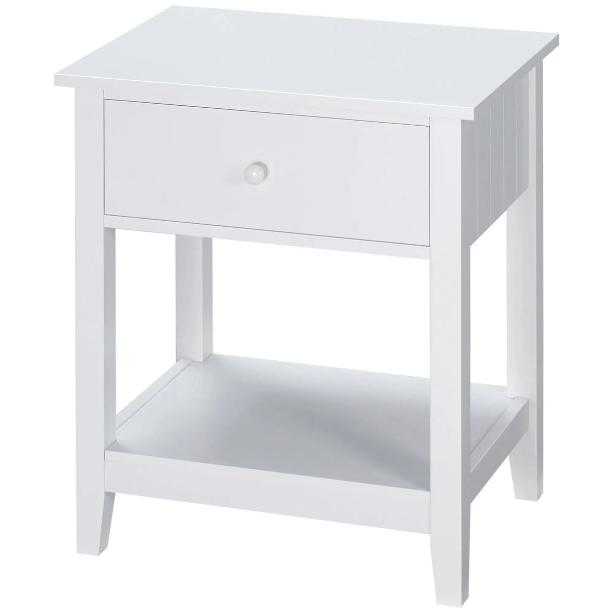 Modern Nightstand, Small End Table with Drawer, Storage Shelf, White Side Tables at Gallery Canada