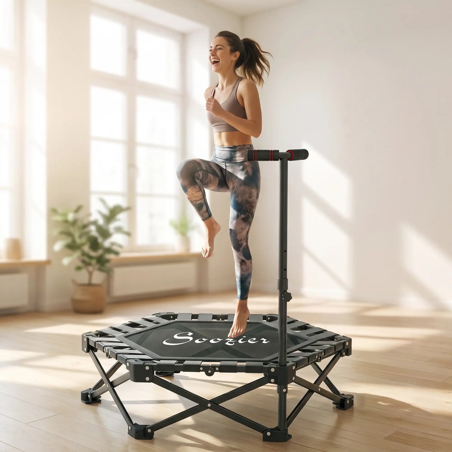 42" Foldable Mini Trampoline with Adjustable Foam Handle Trampolines at Gallery Canada