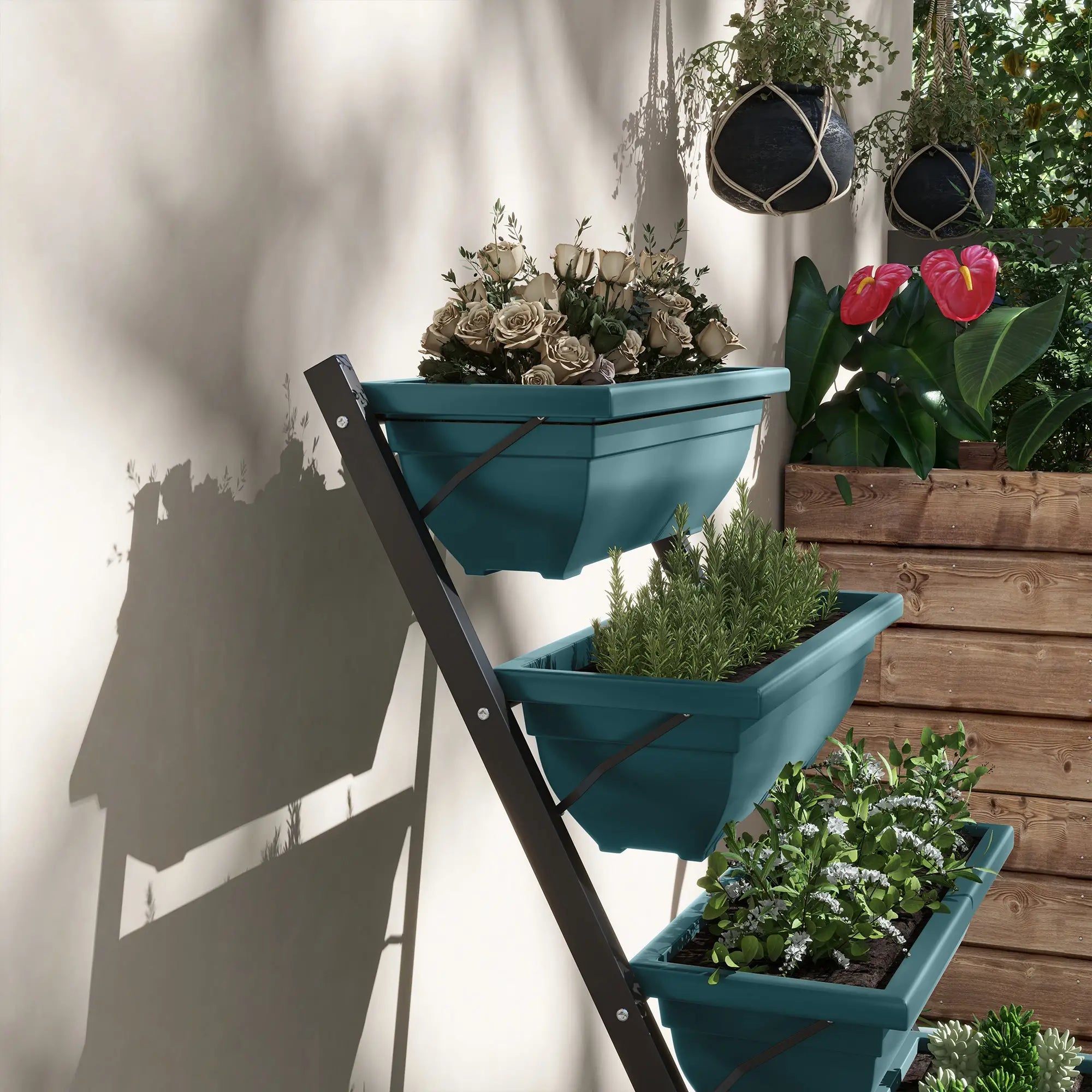 5-Tier Raised Garden Bed, 5 Planter Box, Outdoor Plant Stand, Green Plant Stands at Gallery Canada
