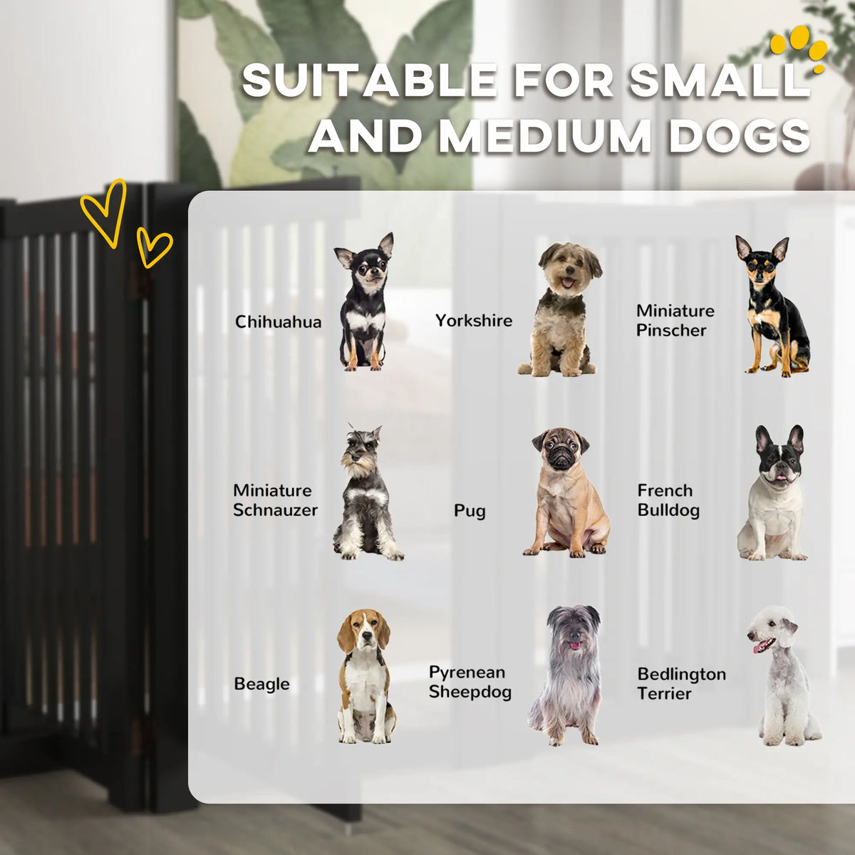 4 Panel Wooden Pet Gate, Free Standing, Open Door, Black Houses, Kennels & Pens at Gallery Canada