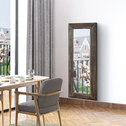 59" Farmhouse Full Length Mirror, Wall Mount Leaner, Dark Brown, Dark Brown Wall Mirrors at Gallery Canada