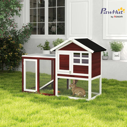 48" Weatherproof Wooden Rabbit Hutch, Bunny Cage, Small Animal House, Brown Rabbit Hutch at Gallery Canada