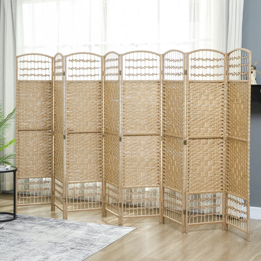 8 Panel Folding Room Divider, Portable Privacy Screen, Natural Room Dividers Natural at Gallery Canada