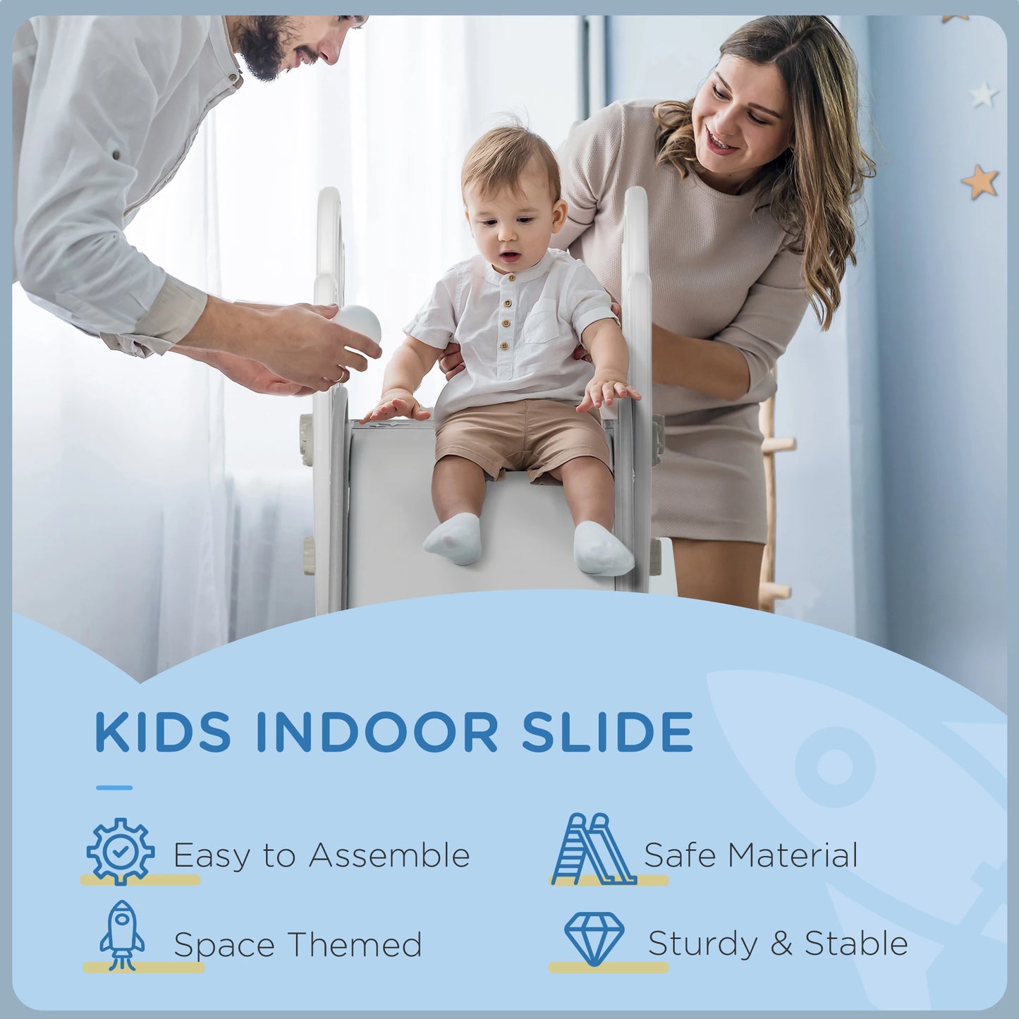 Toddler Slide Indoor, Space Theme Climber Playset, 1.5-3 Years, Grey Gym Sets & Swings at Gallery Canada