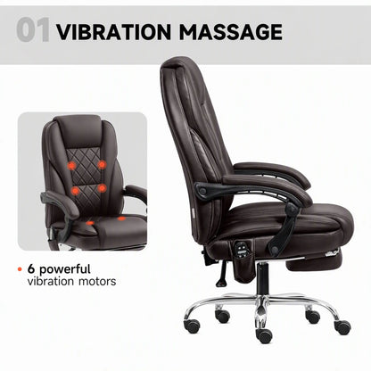 Massage Office Chair, Reclining Computer Chair, Adjustable Height, Footrest, Dark Brown Massage Chairs at Gallery Canada