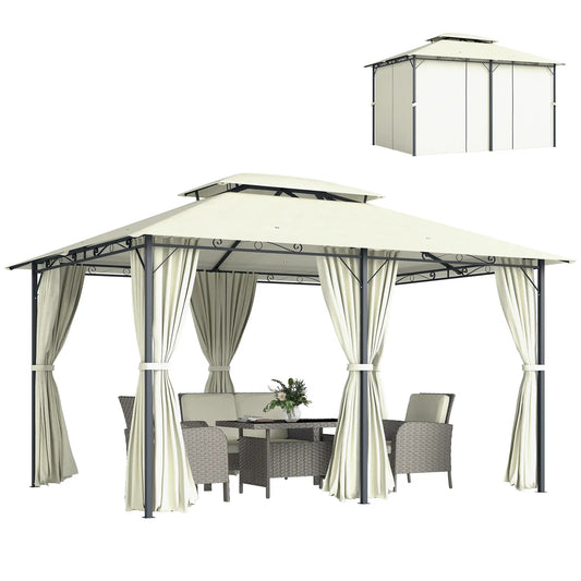 13' X 10' Soft-Top Gazebo With Curtains, Cream White Gazebos Cream at Gallery Canada