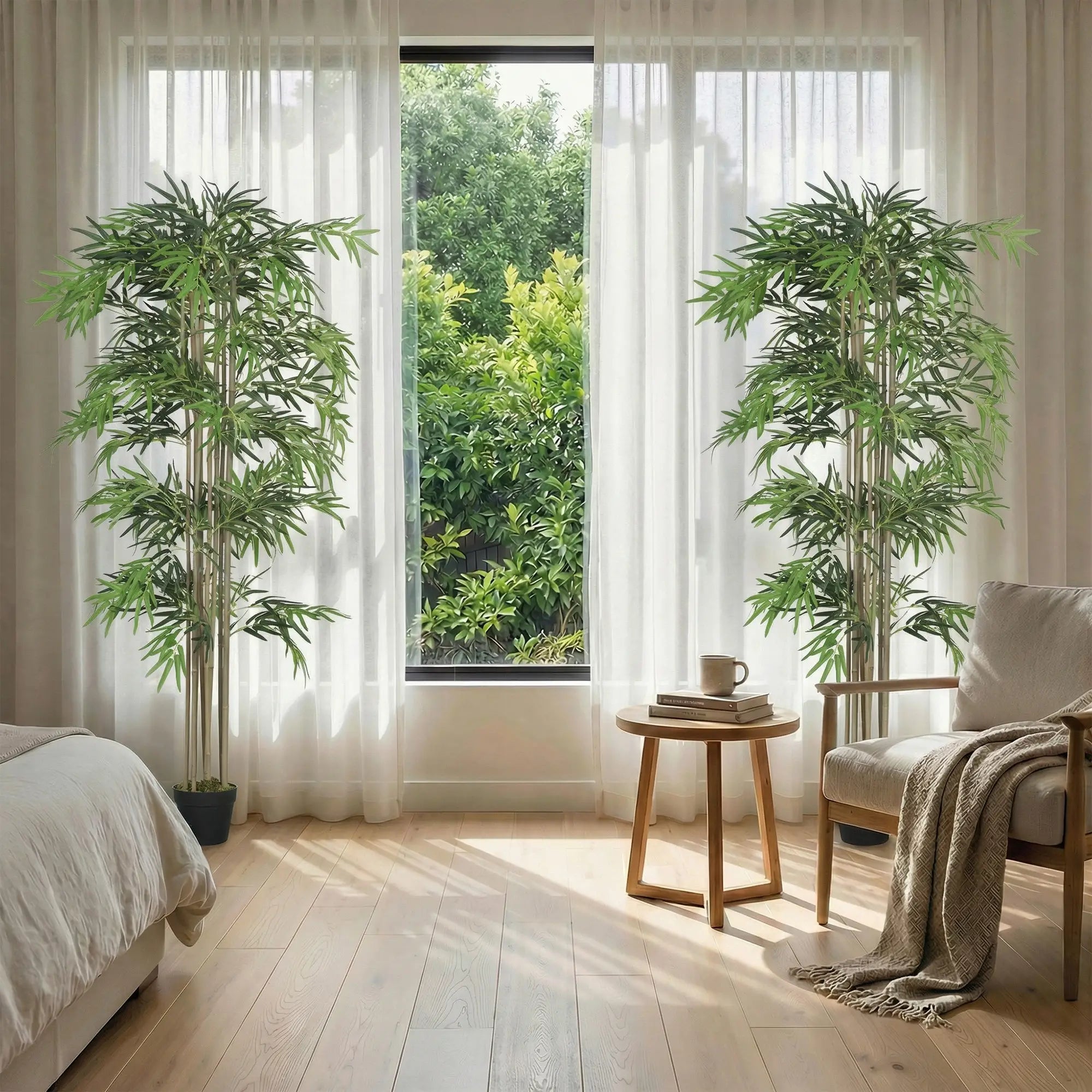 6FT Artificial Bamboo Tree Set Of 2, 1530 Leaves, Green Artificial Trees at Gallery Canada