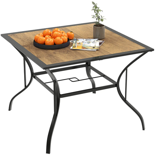 37" Garden Dining Table For 4, Square Patio Table With Umbrella Hole, Brown Patio Side Tables Mixed Brown, Dark Brown at Gallery Canada