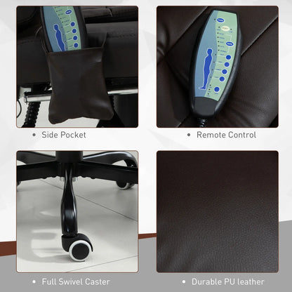7-Point Vibrating Massage Chair, Reclining Office Chair, Adjustable Height, Brown Massage Chairs at Gallery Canada