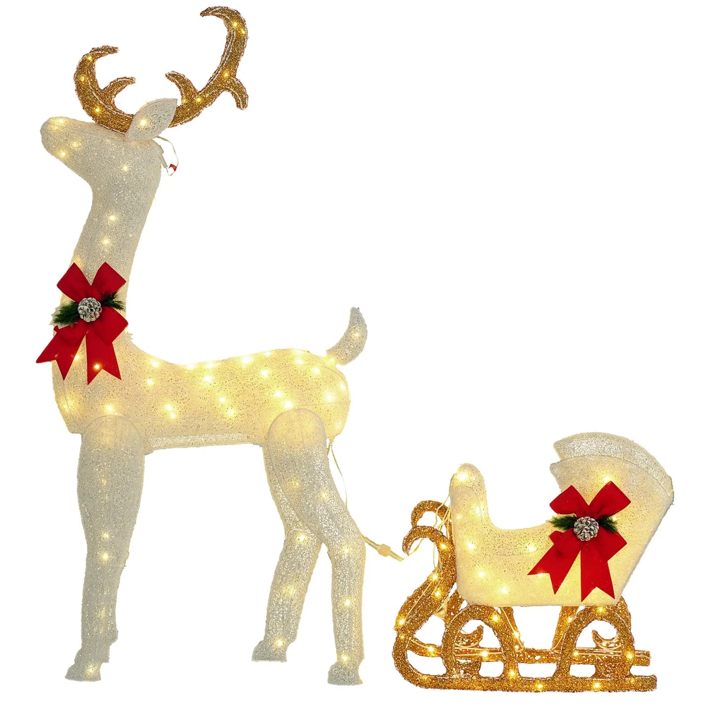 Lighted Deer Christmas Decor, 170 LED, Garden, White Christmas Deer Lights at Gallery Canada