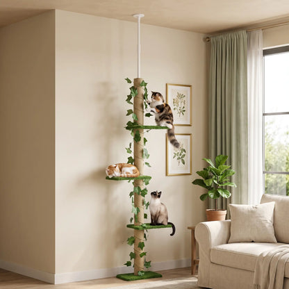 4-Tier Floor to Ceiling Cat Tree, Height 80-95Inches, Multi-Layer Activity Centre Floor to Ceiling Cat Trees at Gallery Canada