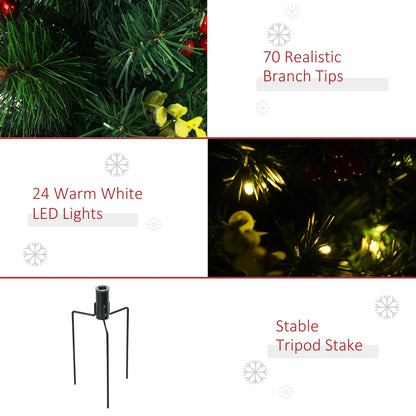 2.5ft Prelit LED Mini Christmas Tree, Pine Needles Pinecones Decor, Berry Pre Lit Christmas Trees at Gallery Canada