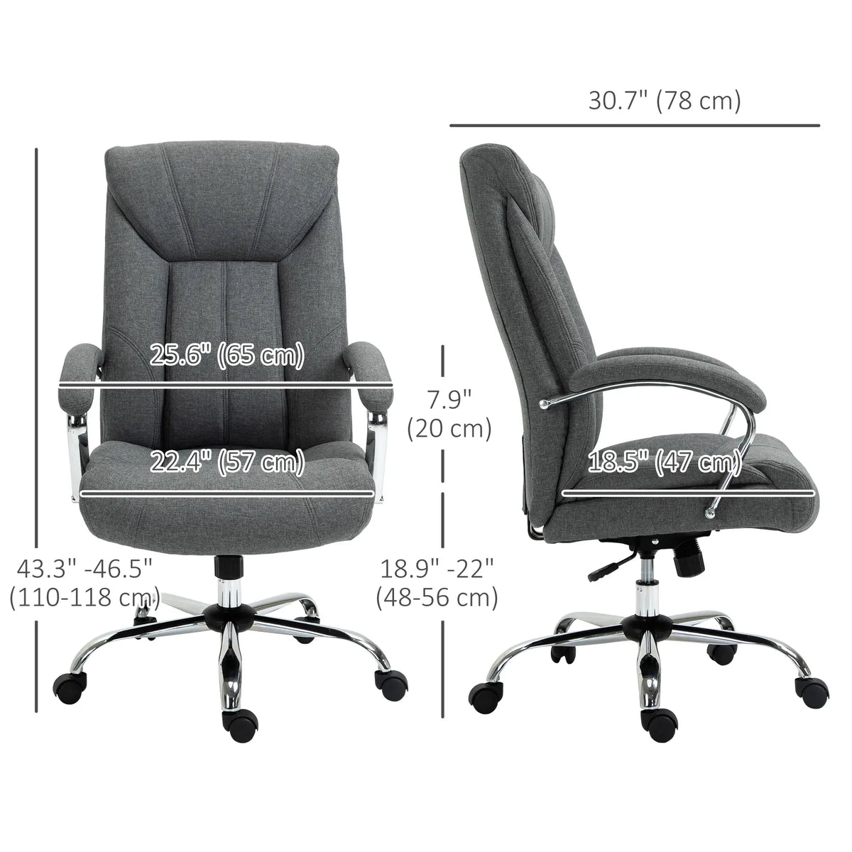 Ergonomic High Back Swivel Office Chair, Adjustable Height, Linen Fabric, Grey Executive & Manager Chairs at Gallery Canada