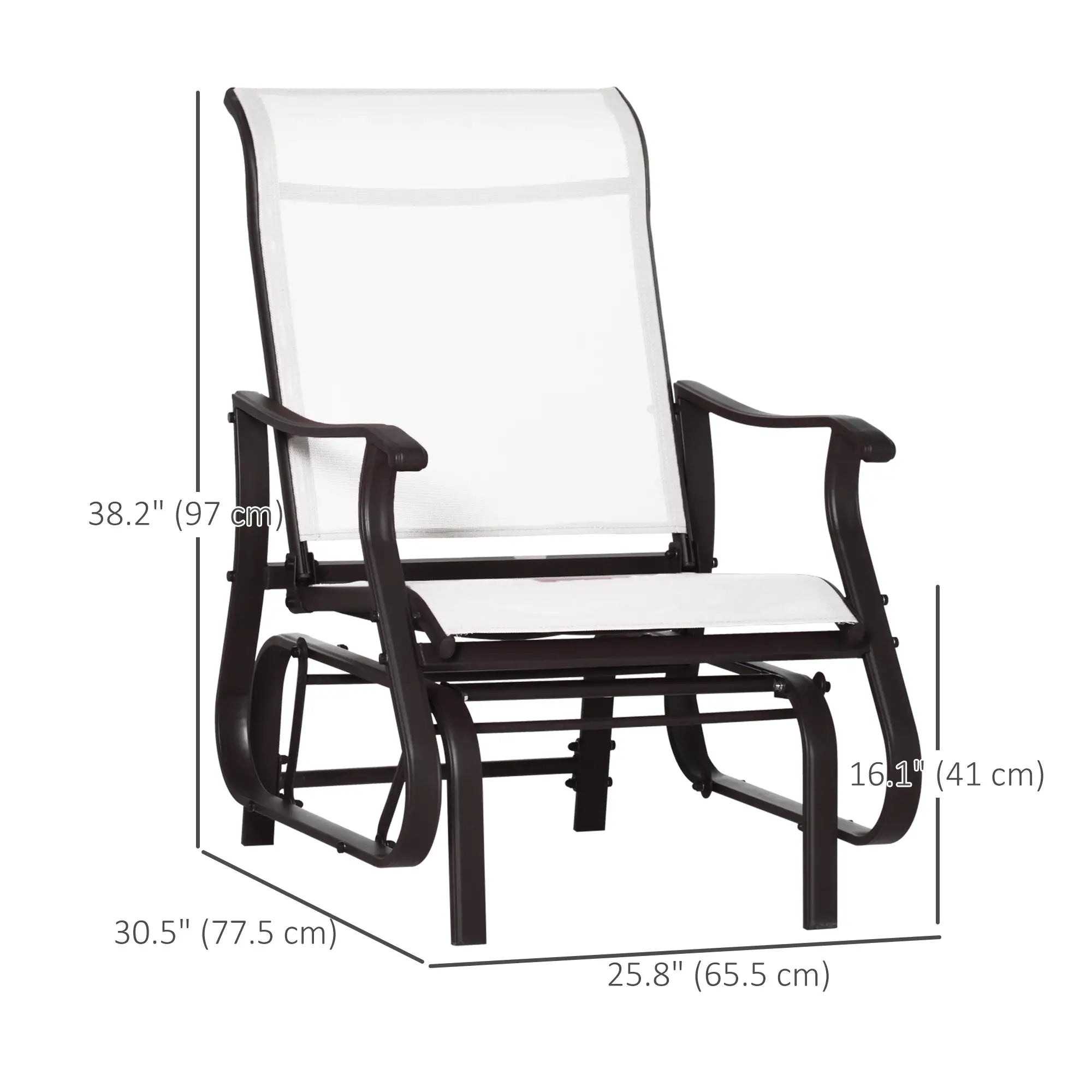 Outdoor Glider Chair, Steel Frame, Mesh Fabric, Cream White Outdoor Gliders at Gallery Canada
