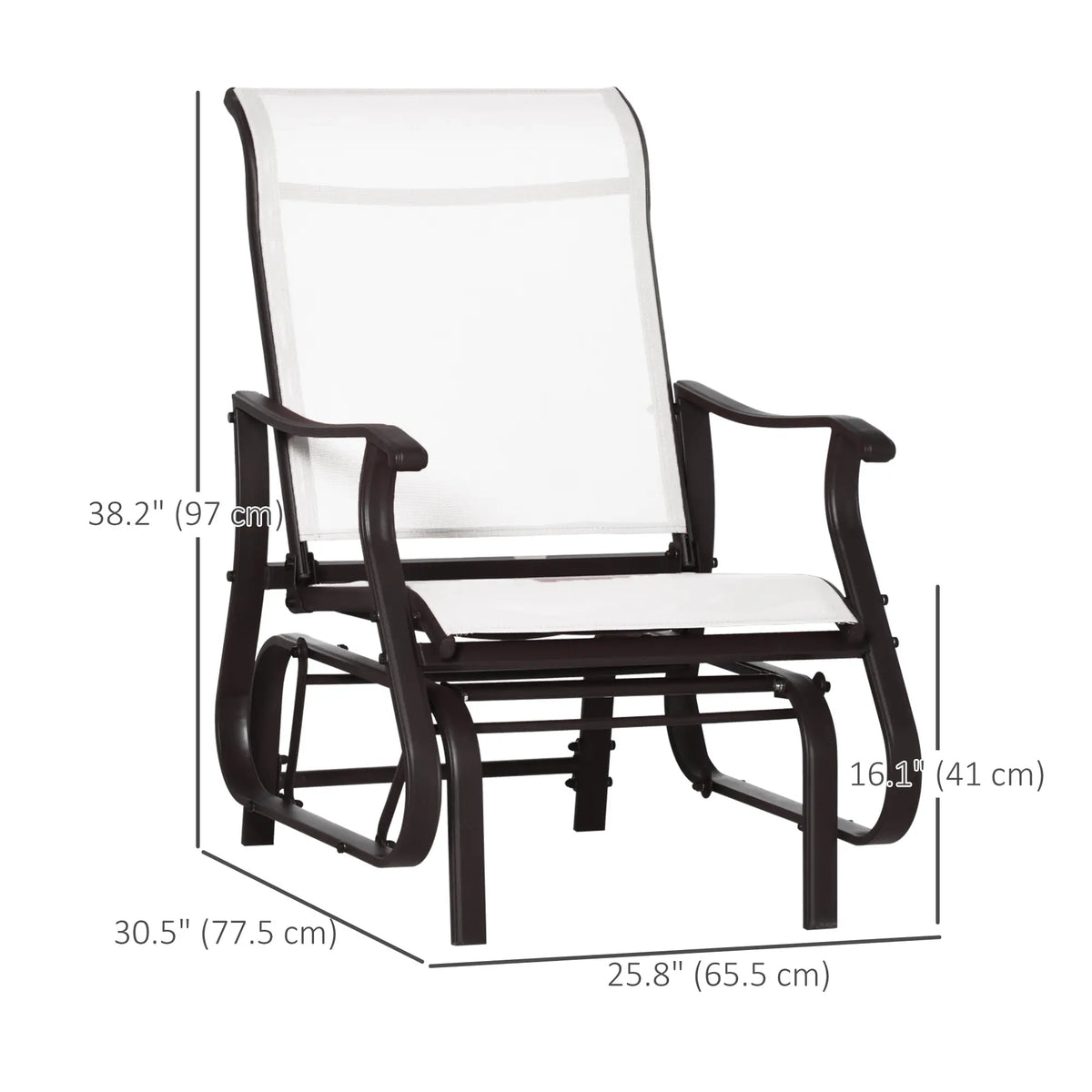 Outdoor Glider Chair, Steel Frame, Mesh Fabric, Cream White Outdoor Gliders at Gallery Canada