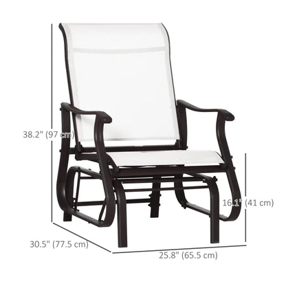 Outdoor Glider Chair, Steel Frame, Mesh Fabric, Cream White Outdoor Gliders at Gallery Canada